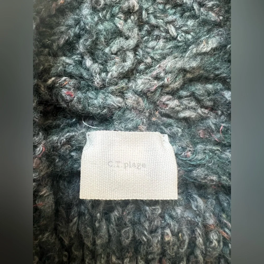 C.T. Plage Wool Blend Marled Knit V-neck Sweater Teal Size 40 US 6 Quiet Luxury